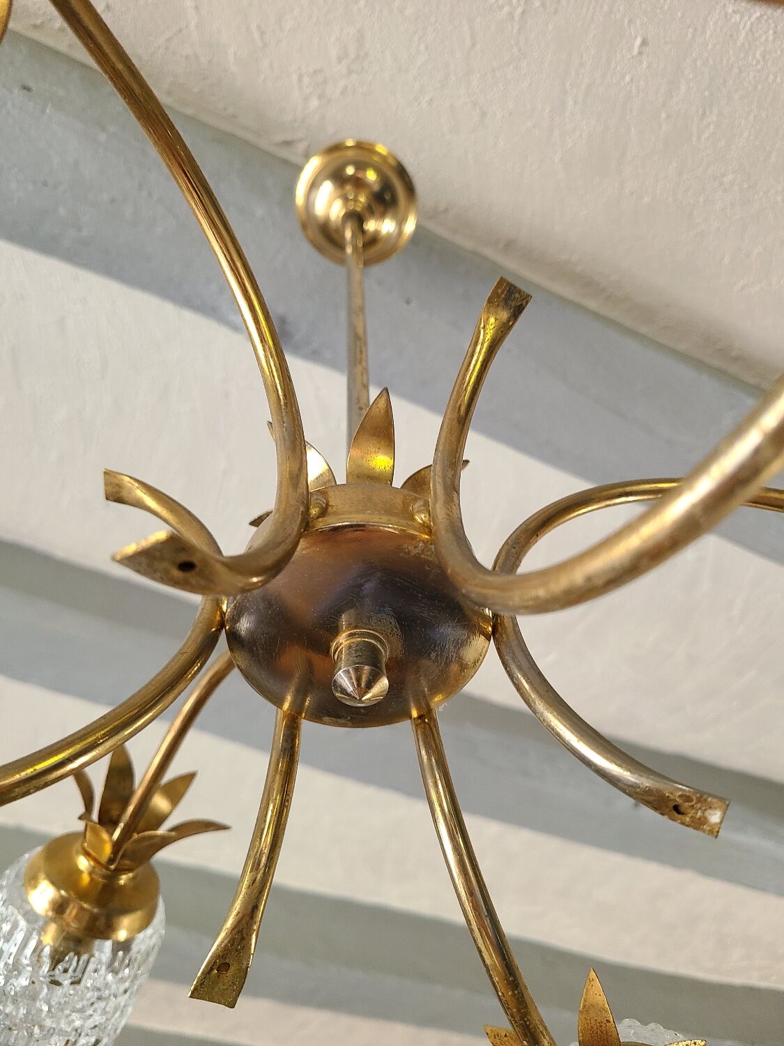 Lustre 1970 vintage feuille d'ananas