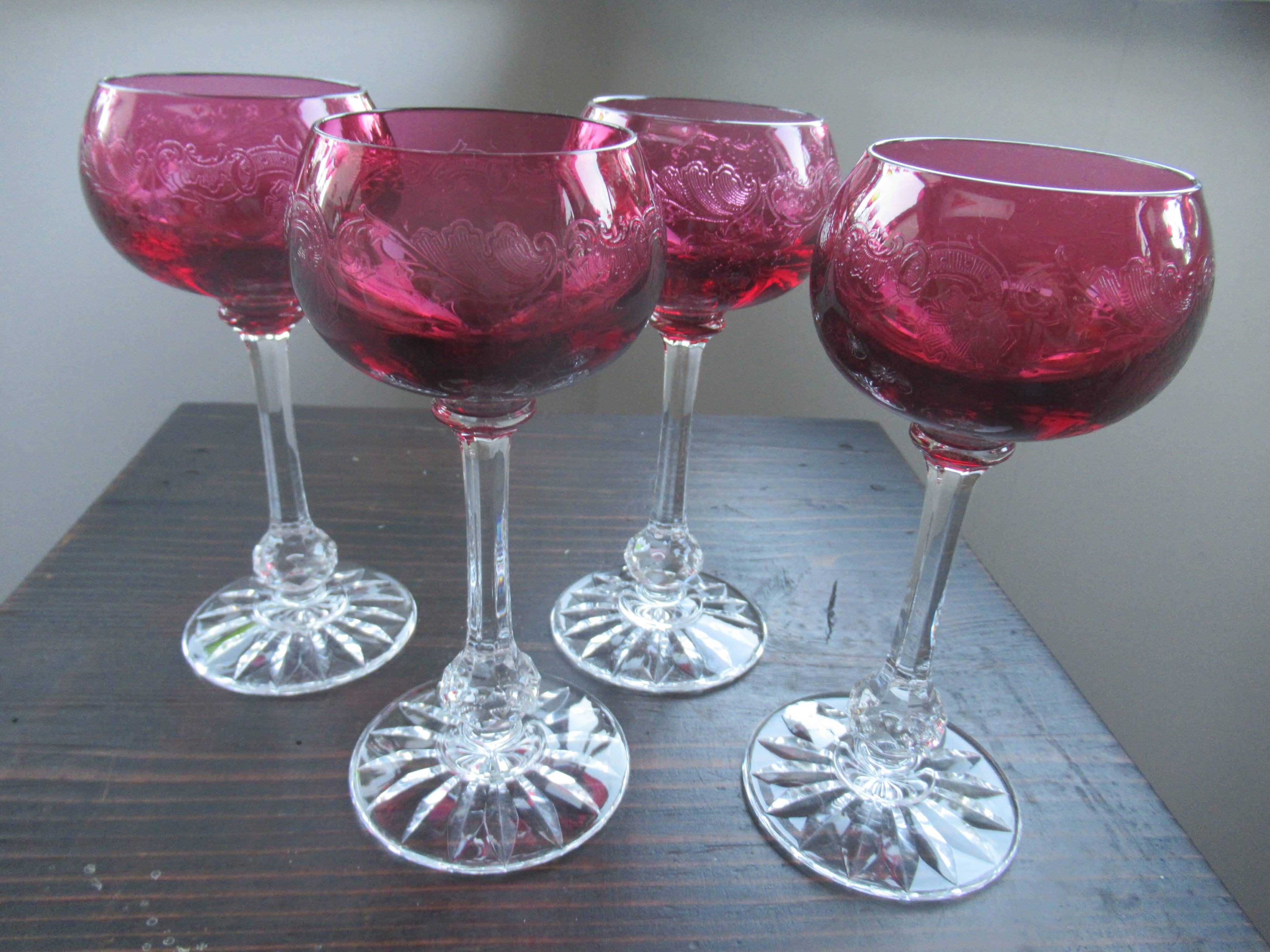 set of 4 cut glasses color crystal Saint Louis