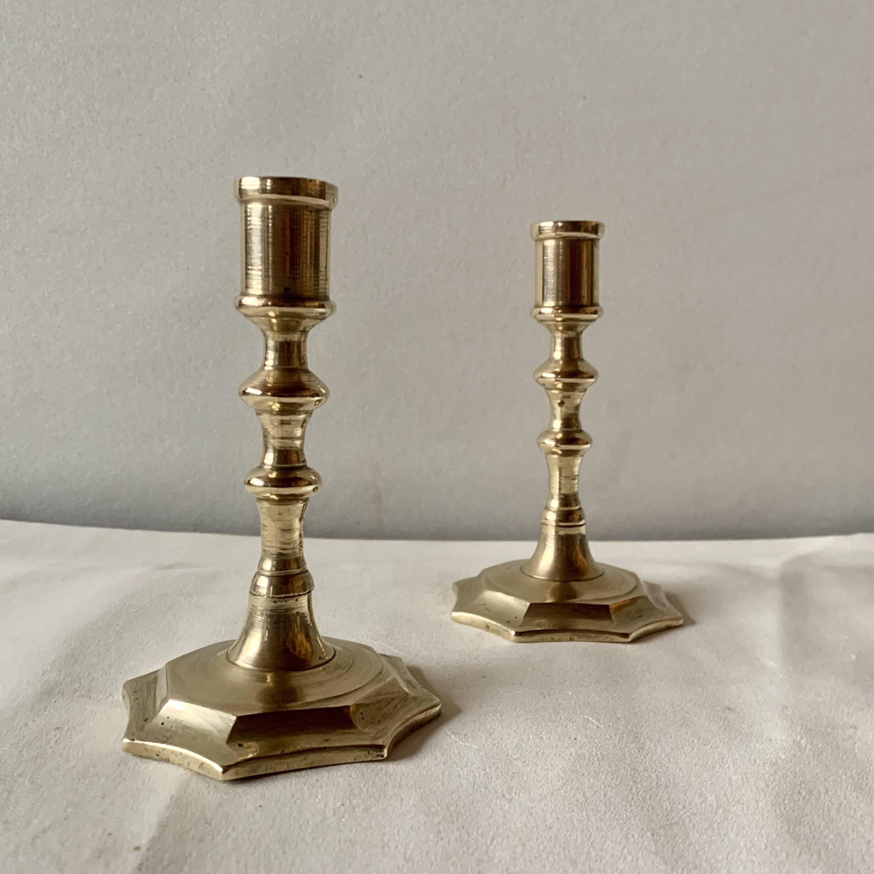 Pair of antique brass candlesticks