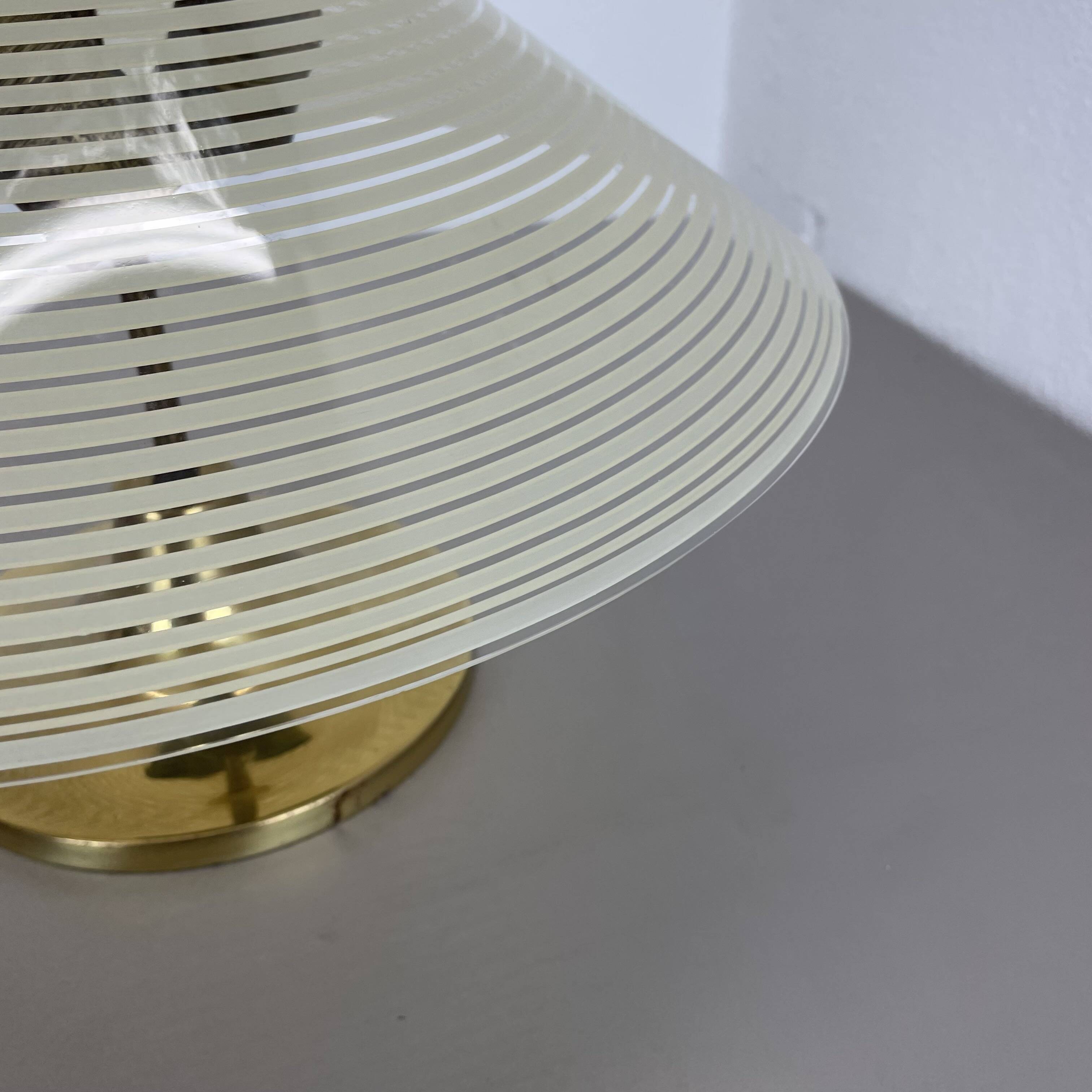 Modernist brass and glass Ceiling Flushmount Light, Italy 1950s