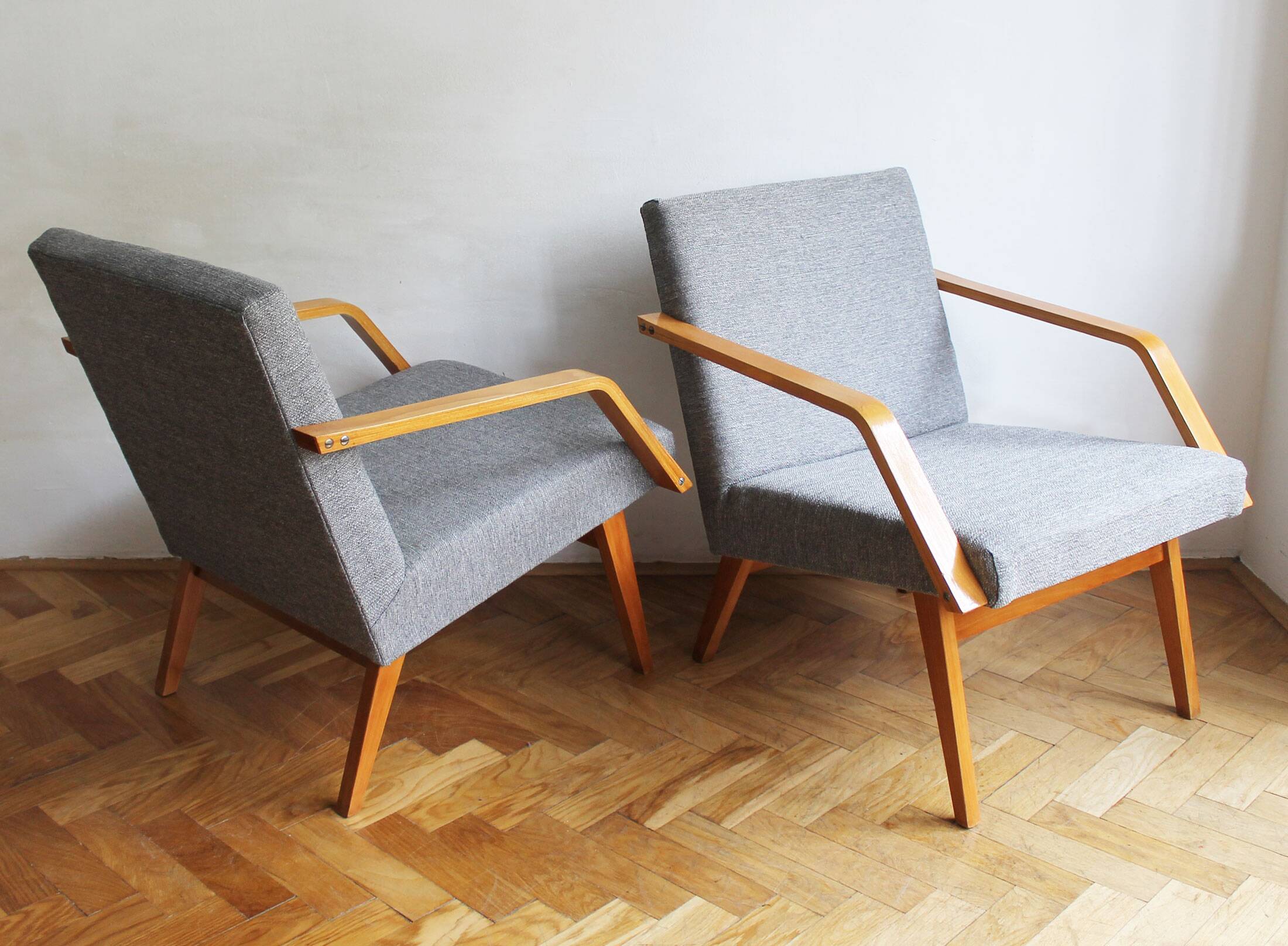 Pair of 1970s Armchairs by Mier with new fabric