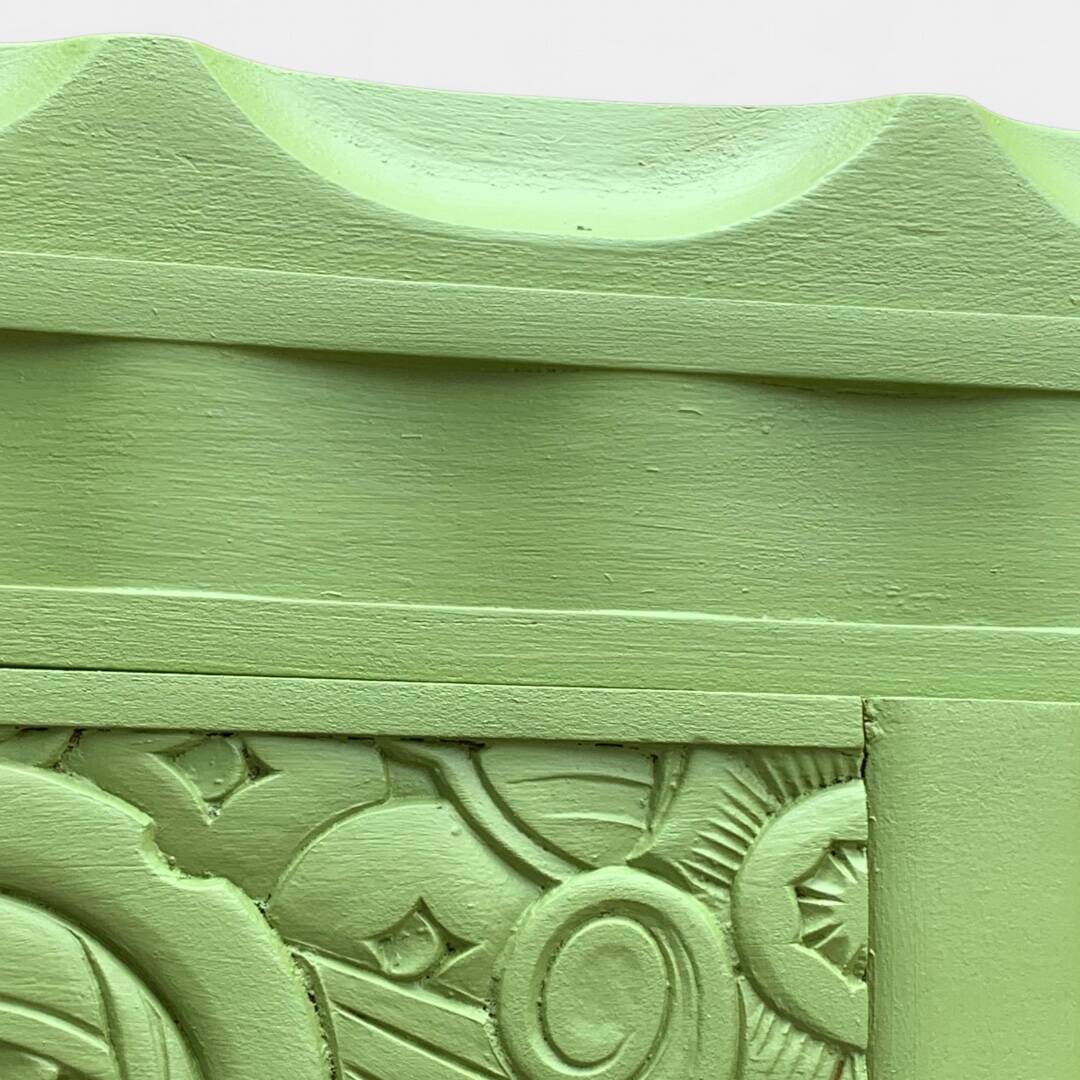 Armoire parisienne vitrée art déco 1930 kaki