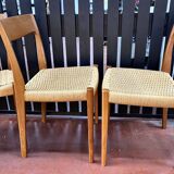 Suite Of 4 Scandinavian Teak And Rope Chairs By Svegards Markaryd