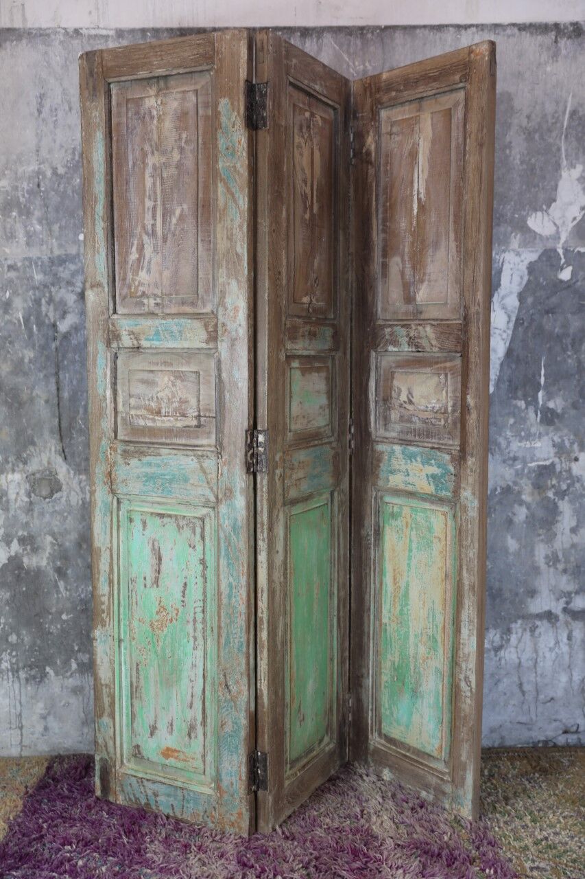 3-leaf screen natural patinated and green
