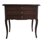 Vintage-Charmante travailleuse-Petite commode-coiffeuse-Style Louis XV-Pieds galbés-2 tiroirs