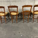 4 old straw chairs / rope
