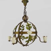 4-light ball-shaped chandelier with foliage. Italy. The 50's