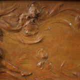 French terracotta bas-relief, Venus with Faun from 20th century