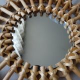 Vintage sun rattan mirror