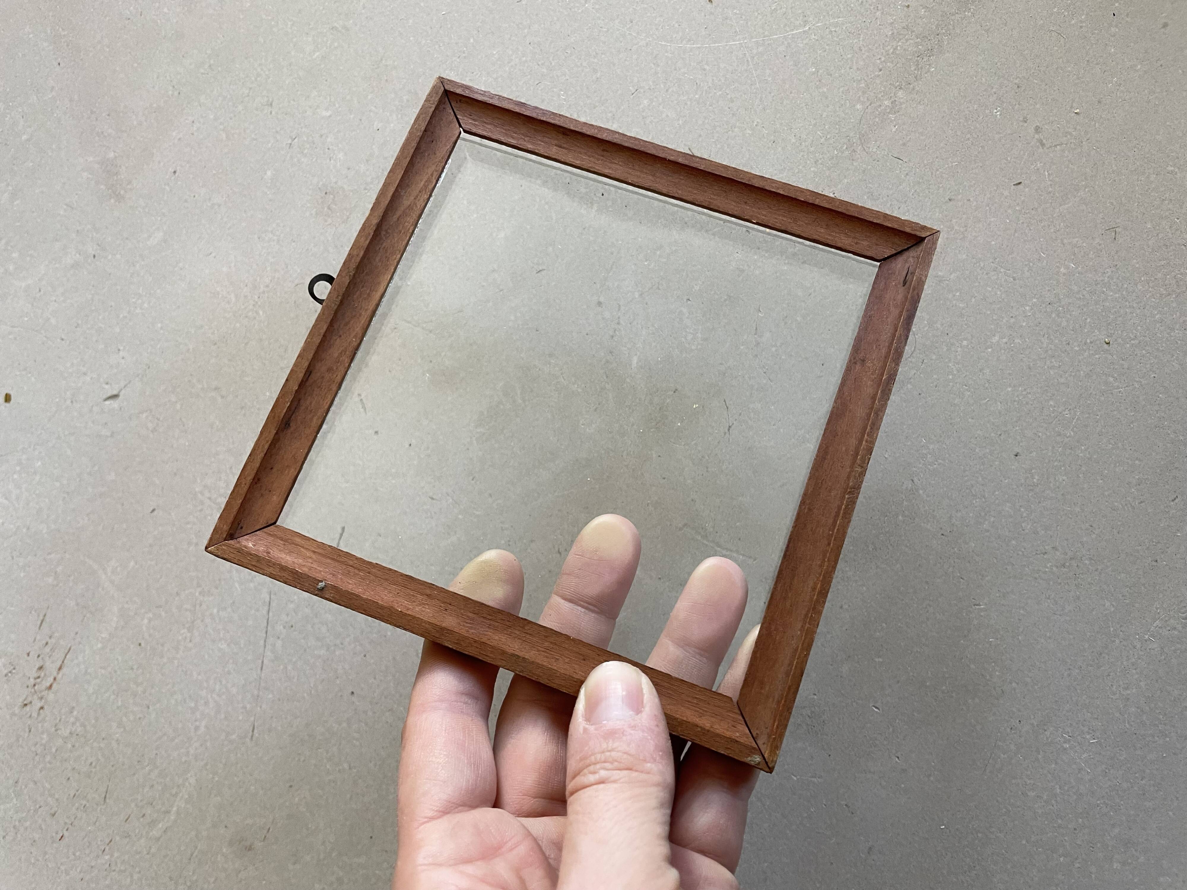Small old square wooden frame 14x14cm