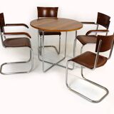 Restored Bauhaus Tubular Steel Round Table And 4 Chairs By M. Stam, 1930s