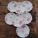7 MBS France dessert plates – pink cyclamen decoration, ar rim
