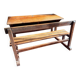 Wooden school desk with integrated bench, France, 1950s