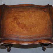 Pine desk with leather and gilding, late Victorian period around 1900.