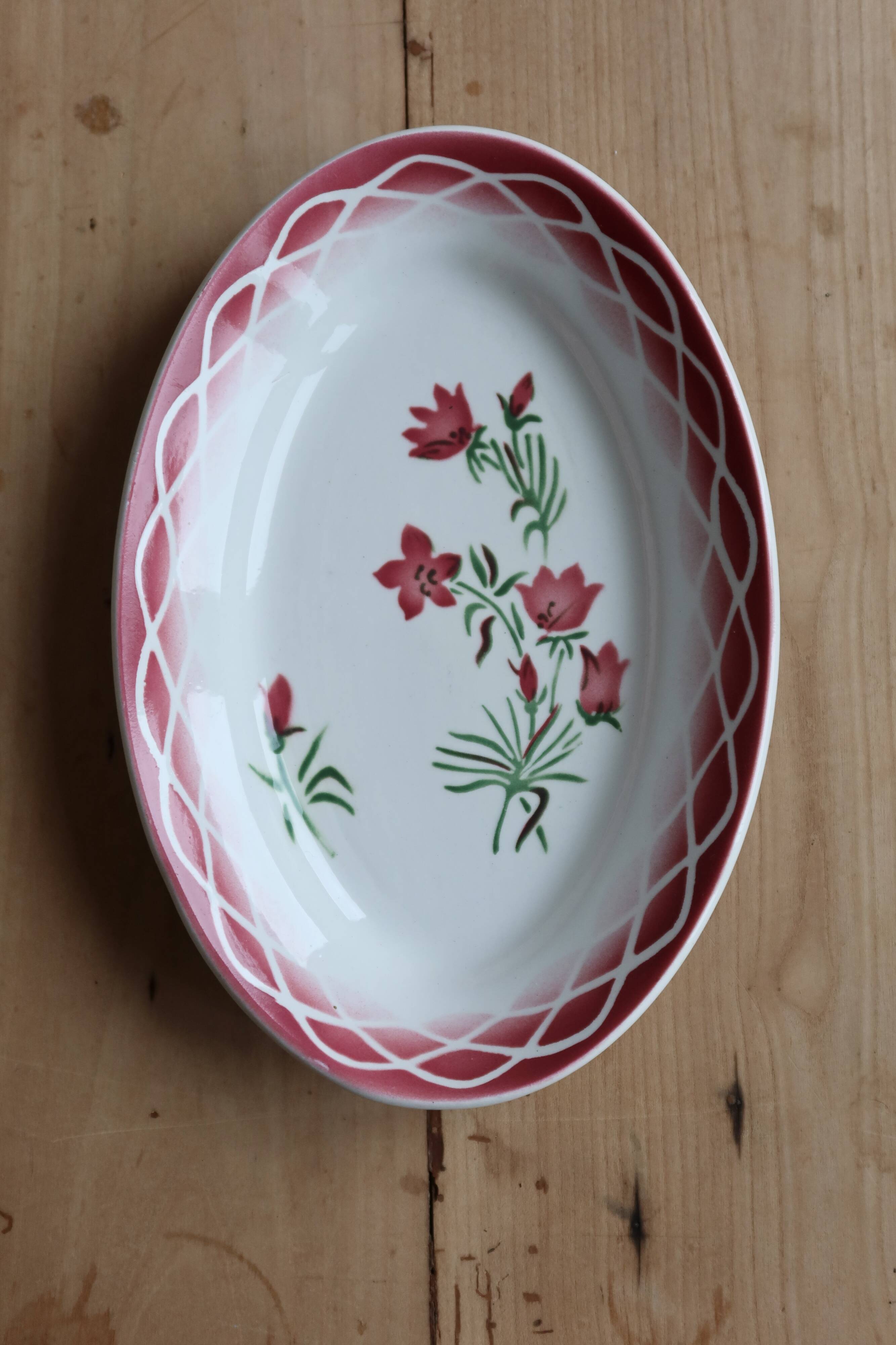 Raviers vintage earthenware Sarreguemines Digoin model Aude – Floral decoration
