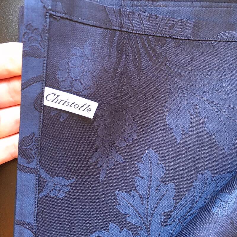 Serviette Christofle "Orangerie" Lin & Coton Bleu Marine