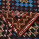 Tapis Kilim tribal bleu et bordeaux
