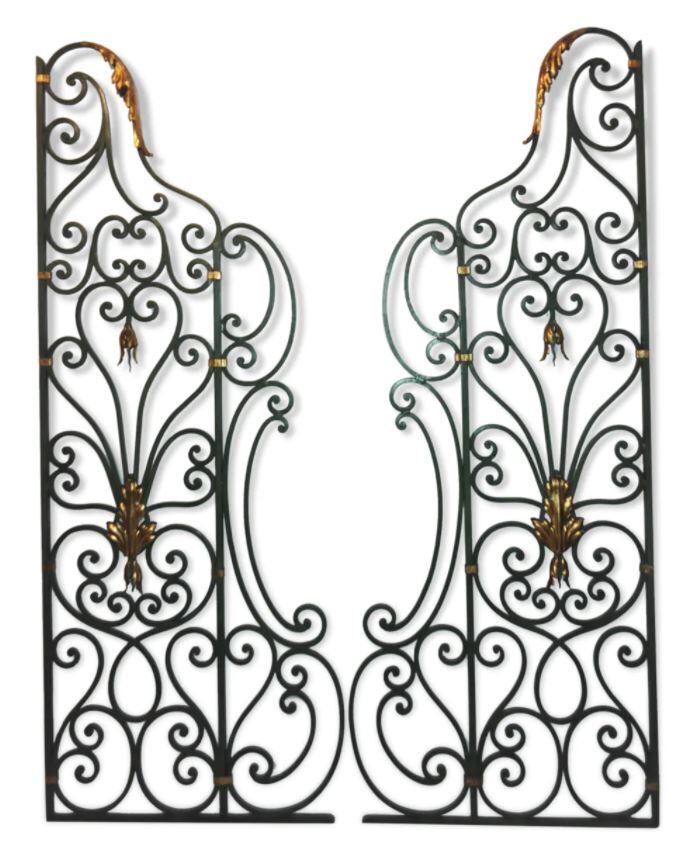 Pair of wrought iron interior grilles - mid-twentieth century