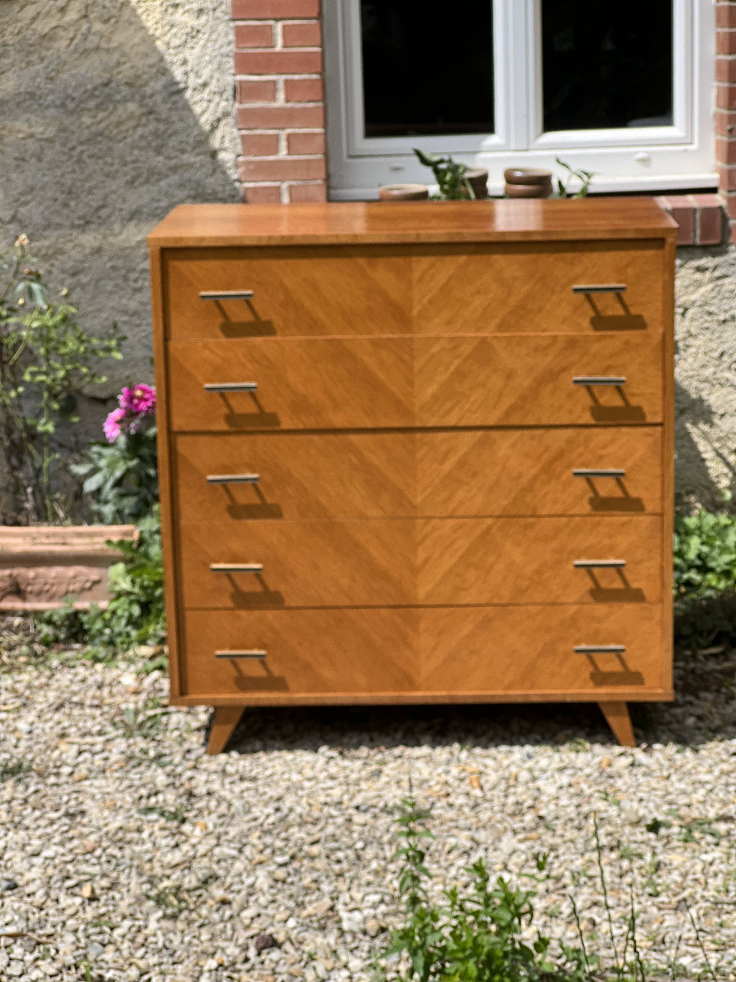 Vintage chest of drawers compass feet
