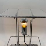 Large geometric chrome and plexiglass lamp, 1970s