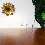 Round table/oval teak and white line, extensions, year 60
