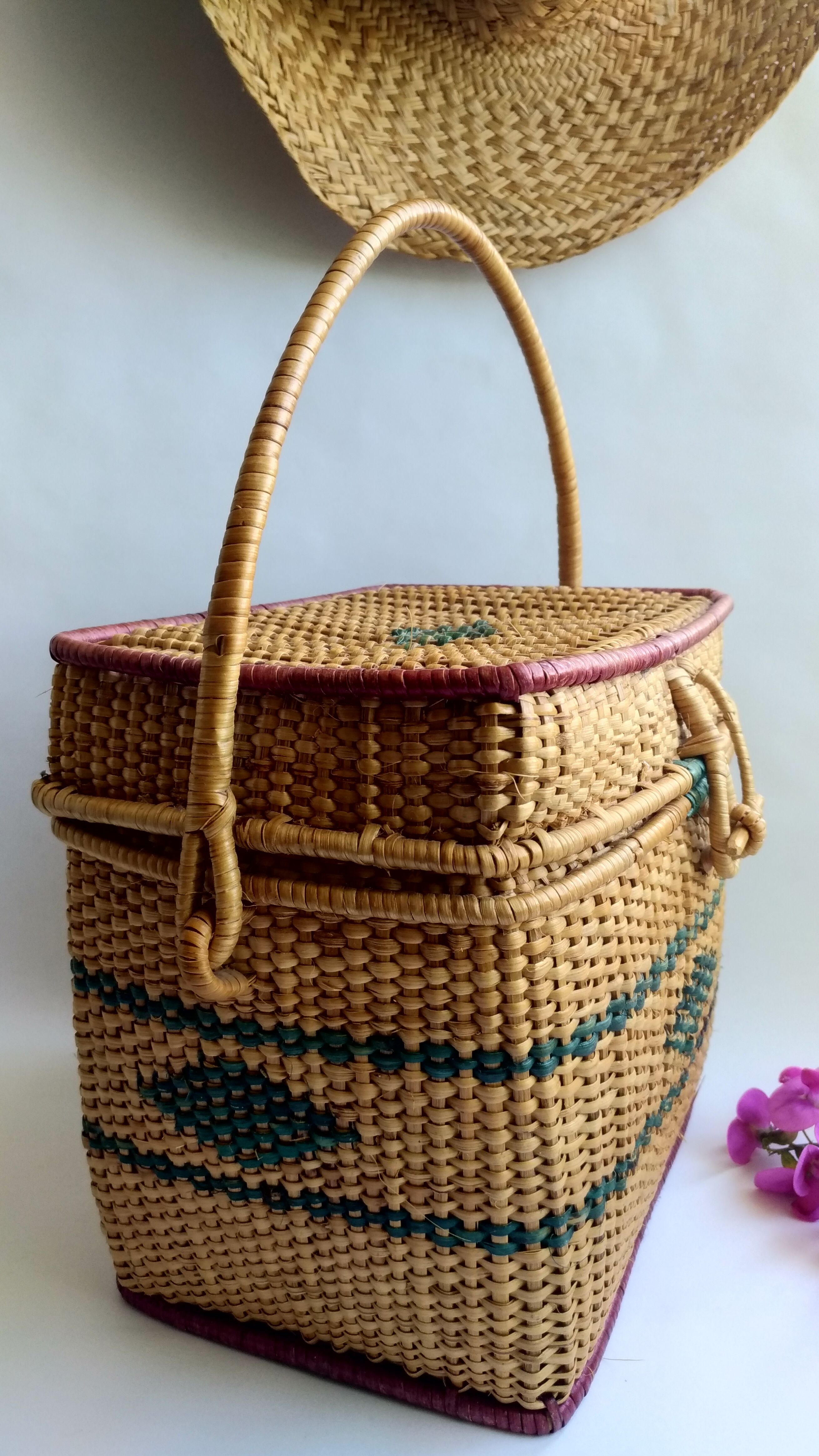 Old rattan suitcase