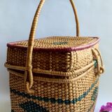 Old rattan suitcase