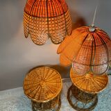 2 tables d’appoint rotin, années 60