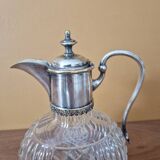 Cut crystal carafe and silver-plated metal