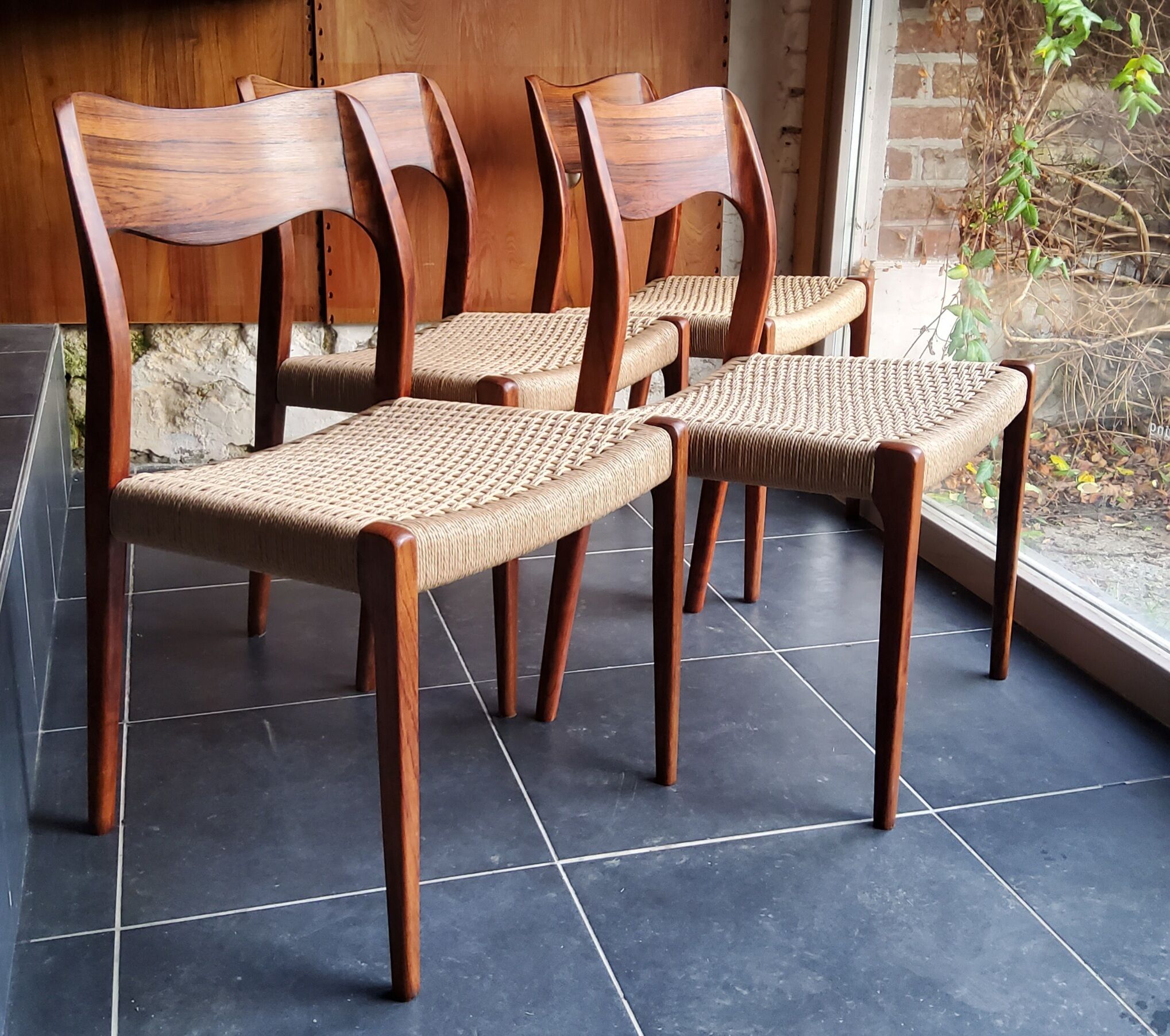 4 rosewood chairs by Niels Otto Møller model 71, Denmark 1950