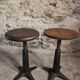 Ensemble de 6 tabourets industriels réglables Singer anciens, France, vers 1900–1930