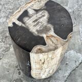 Small black, white and gray petrified wood side table H28cm D:18.5