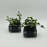 Paire de cache-pots Space Age noirs par Anna Mazzucchelli pour Vastill, Italie