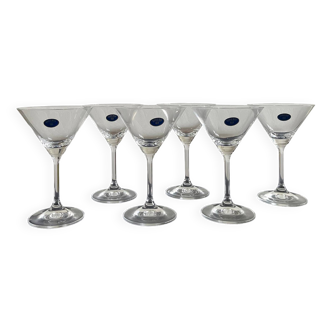 6 Bohemian crystal cocktail glasses.