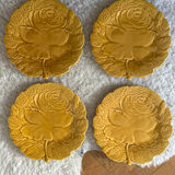 4 flat ceramic plates Barbotine