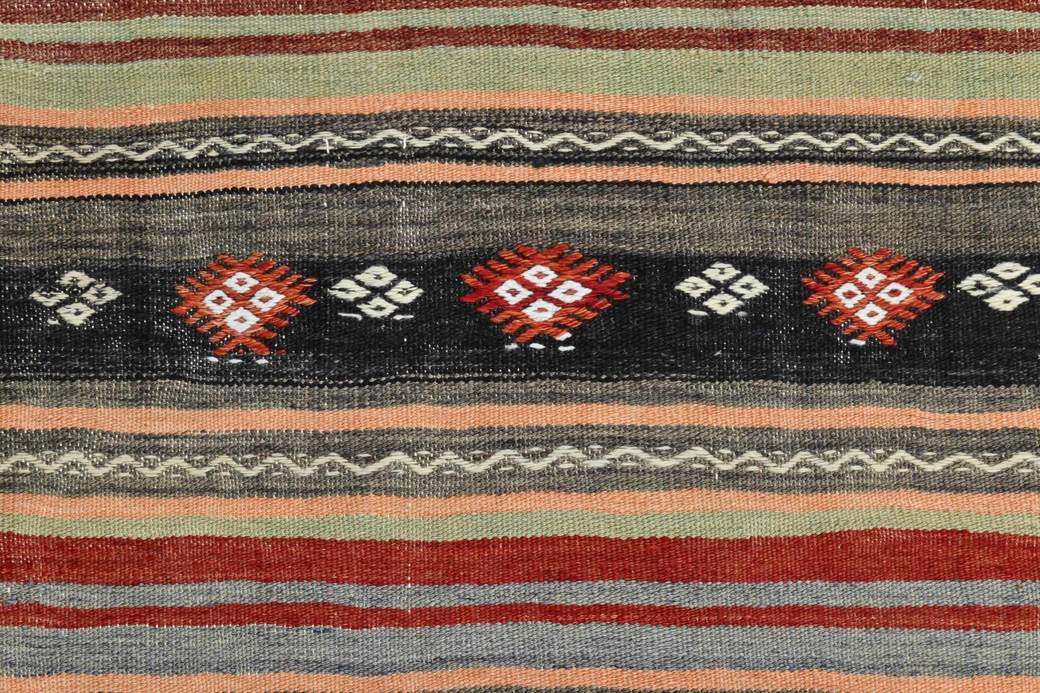 Brick Red Color Kilim Rug, 184x334Cm Living Room Rug,