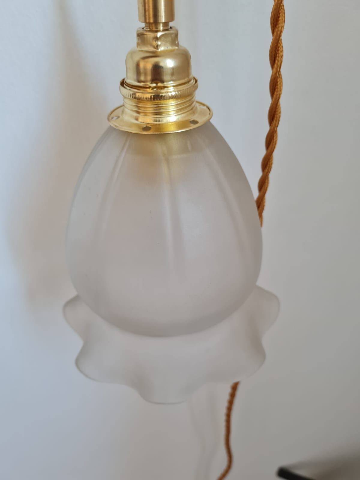 Frosted glass hand lamp 1950