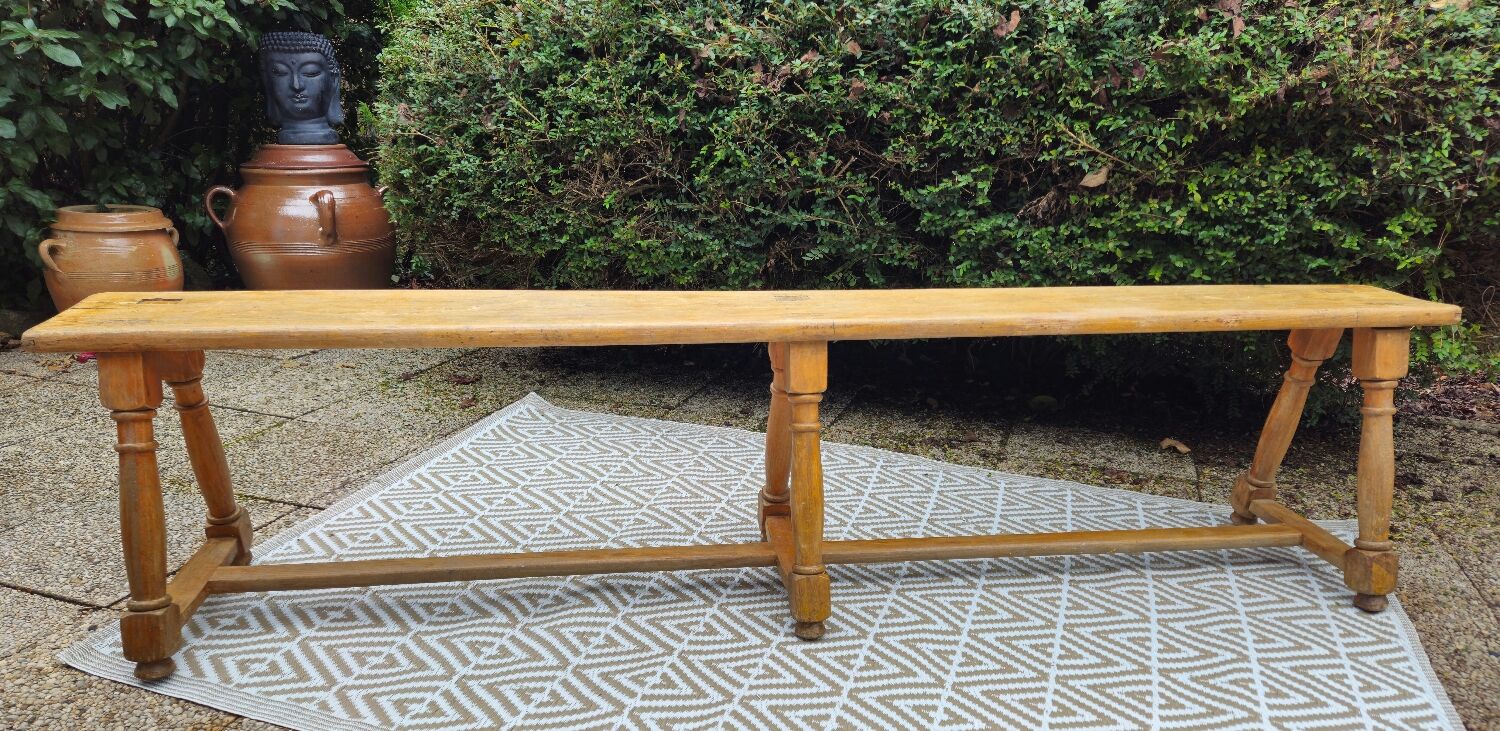 Antique walnut wood bench