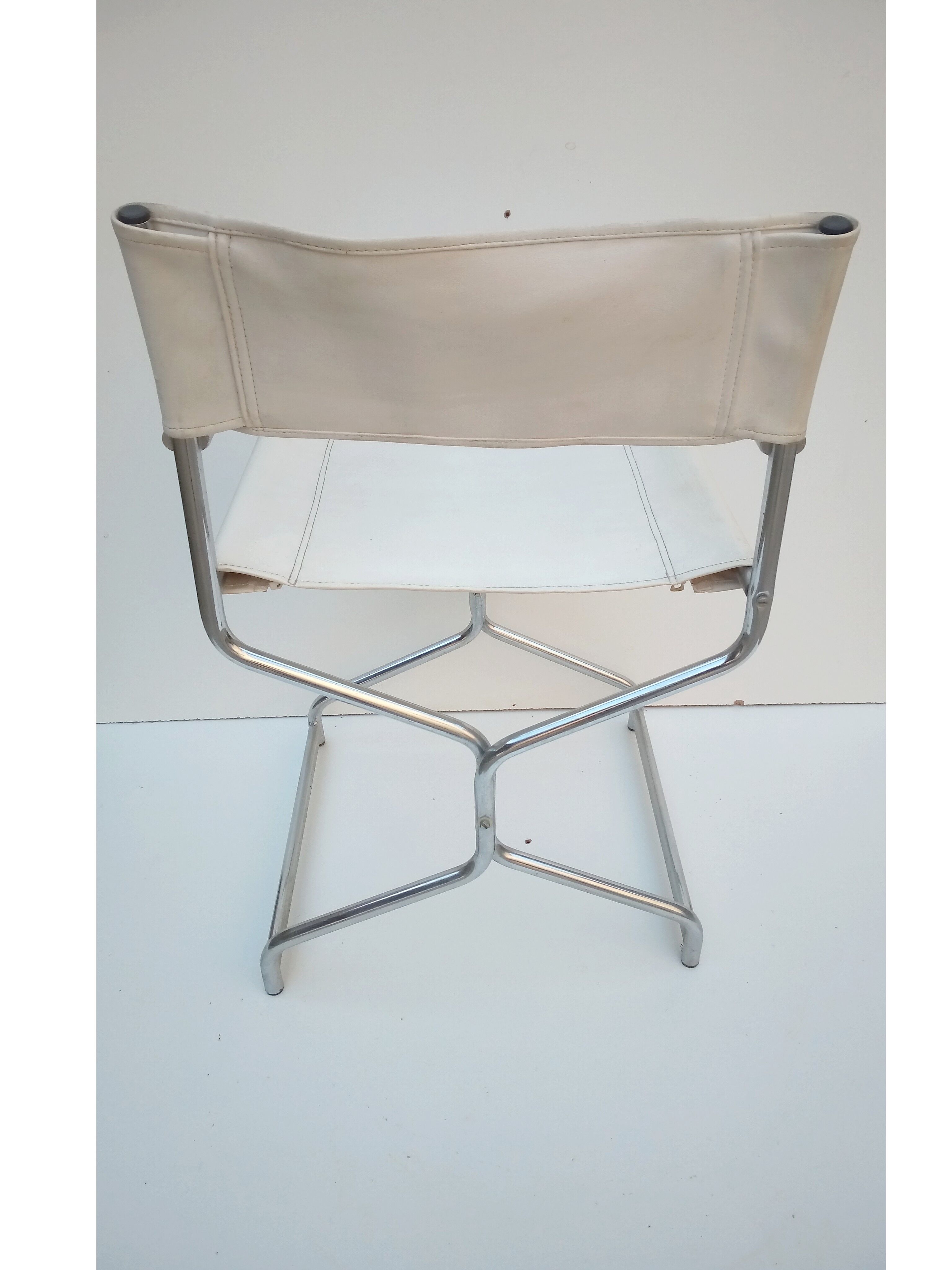 Vintage chair chair chrome director - white leather