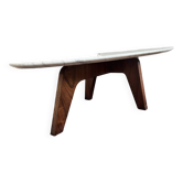 Marble and rosewood coffee table, designed by Hugues Poignant for Roche Bobois