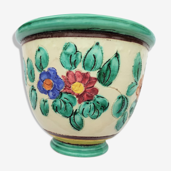 Cache pot in cerart's cerart to monaco ref: 3-811 polychrome decor floral