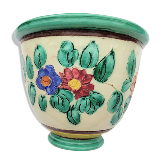 Cache pot in cerart's cerart to monaco ref: 3-811 polychrome decor floral