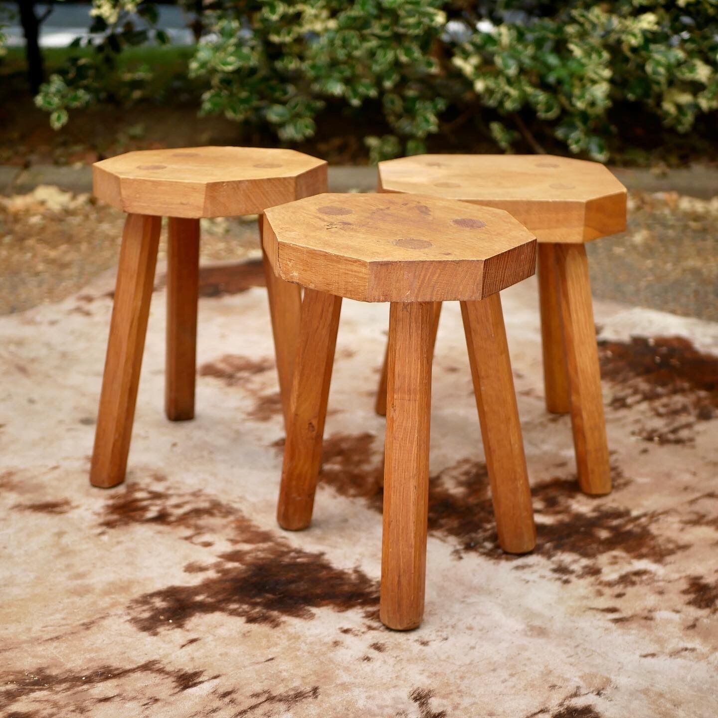 Trio of brutalist stools
