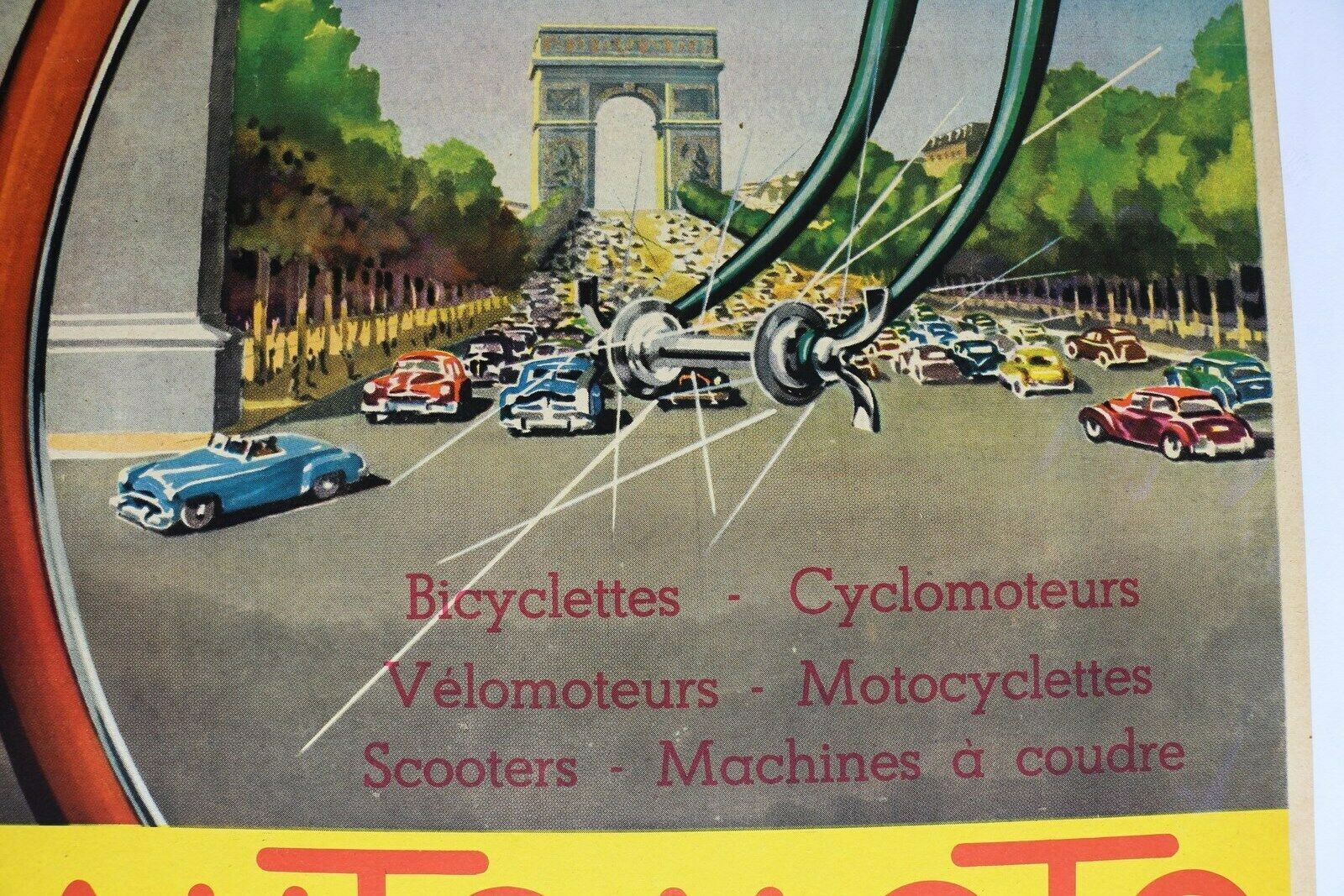 Poster old automoto motorcycle scooter triumpharch Paris André Bermond