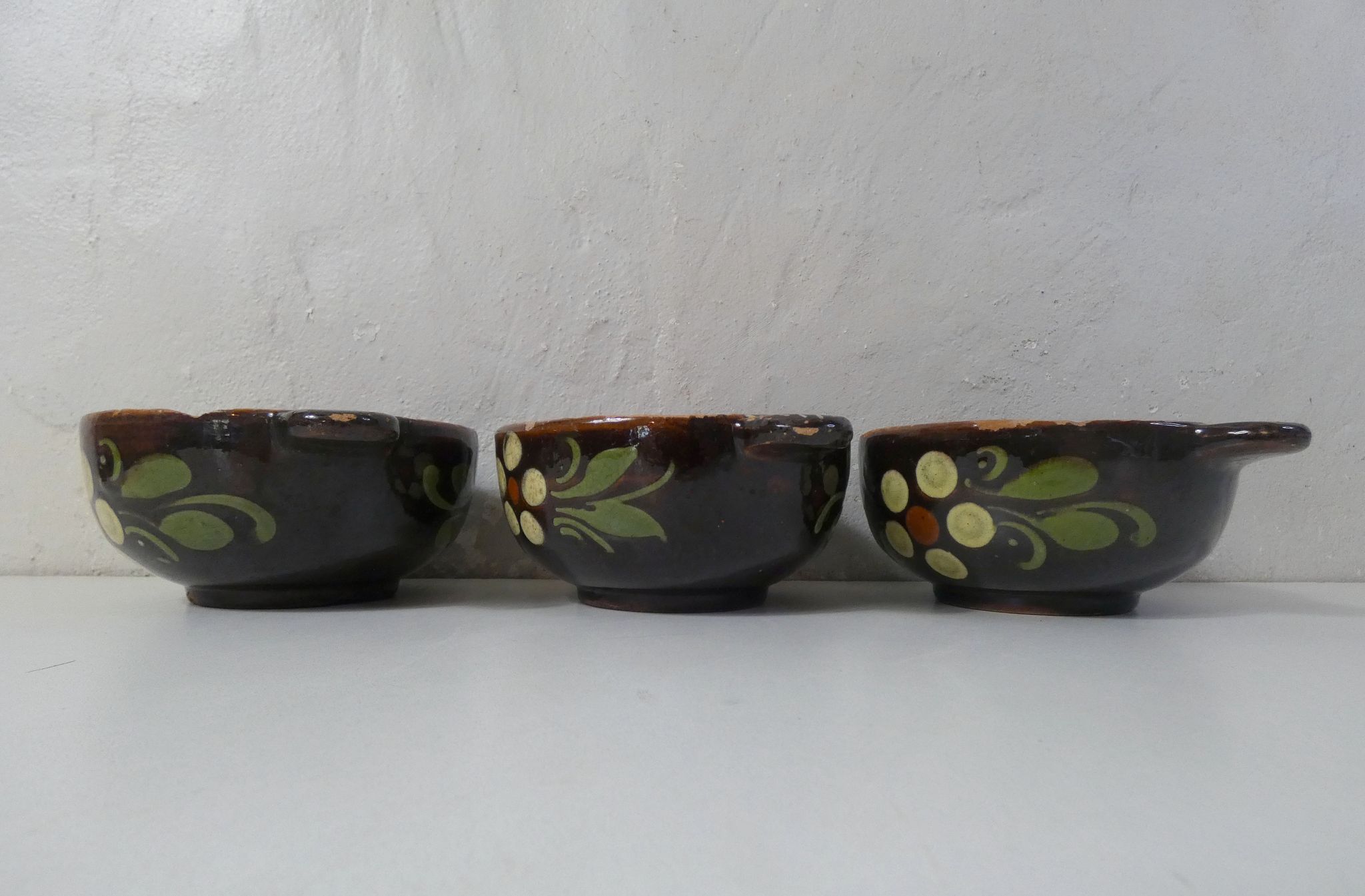 Set of 3 alsatian bowls in glazed terracotta