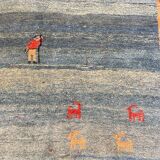 Tapis persan Gabbeh fabriqué à la main au milieu du XXe siècle
