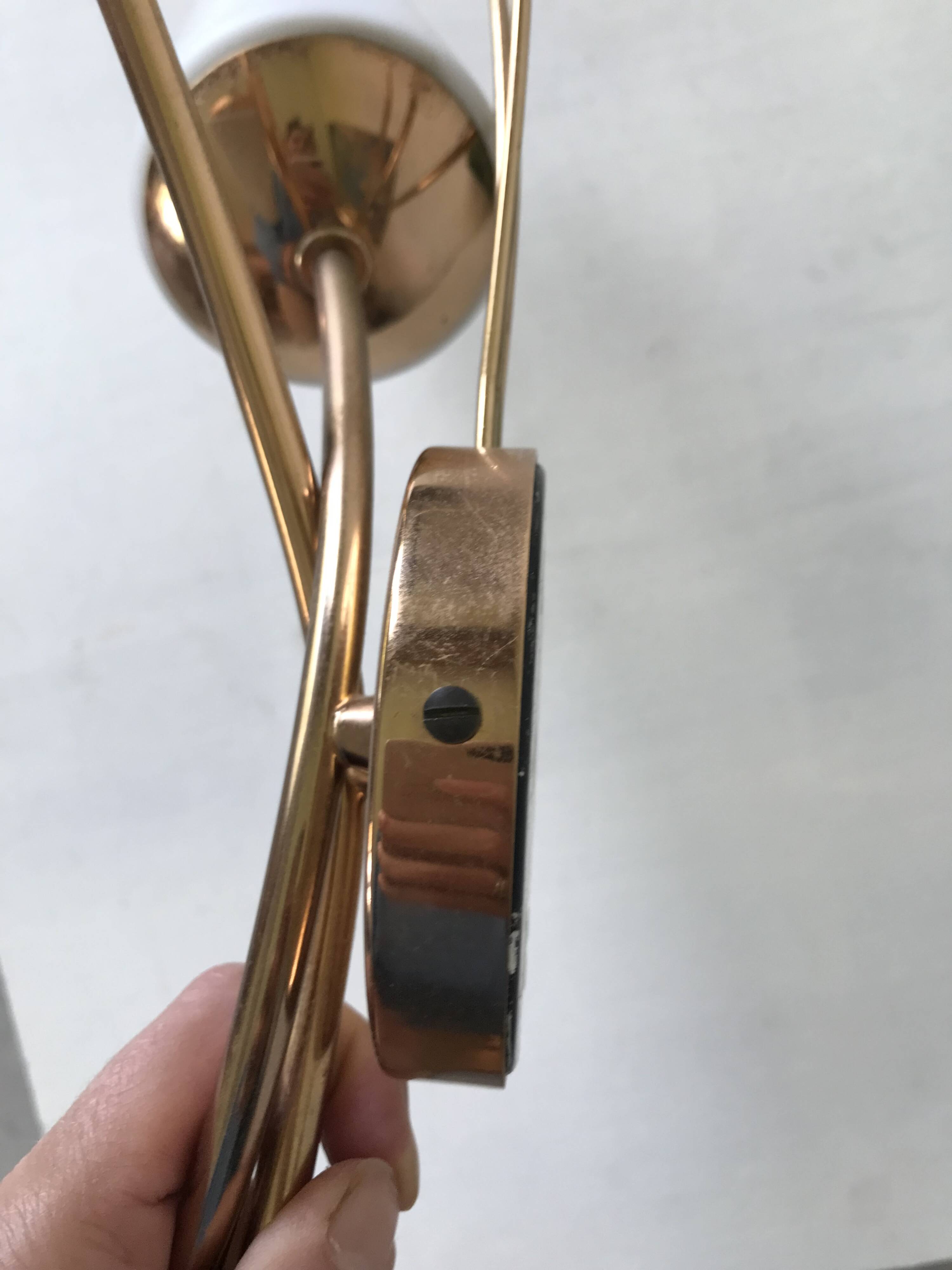 Pair of brass wall lights, circa 1950.