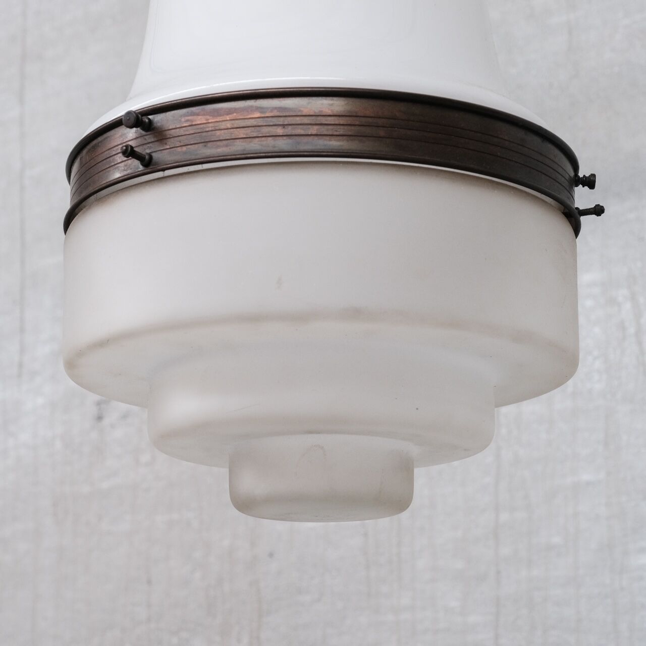 Antique two tone glass and copper pendant light