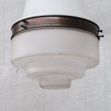 Antique two tone glass and copper pendant light