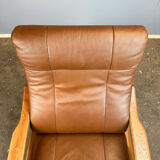 Lounge chair by Grete Jalk for Glostrup, teak and leather, 1960s